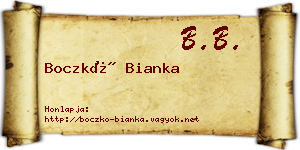 Boczkó Bianka névjegykártya